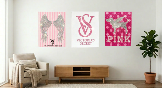 Victoria’s Pink Dreams Collection Rhinestone Canvas Art Kit Bundle (Set of 3)