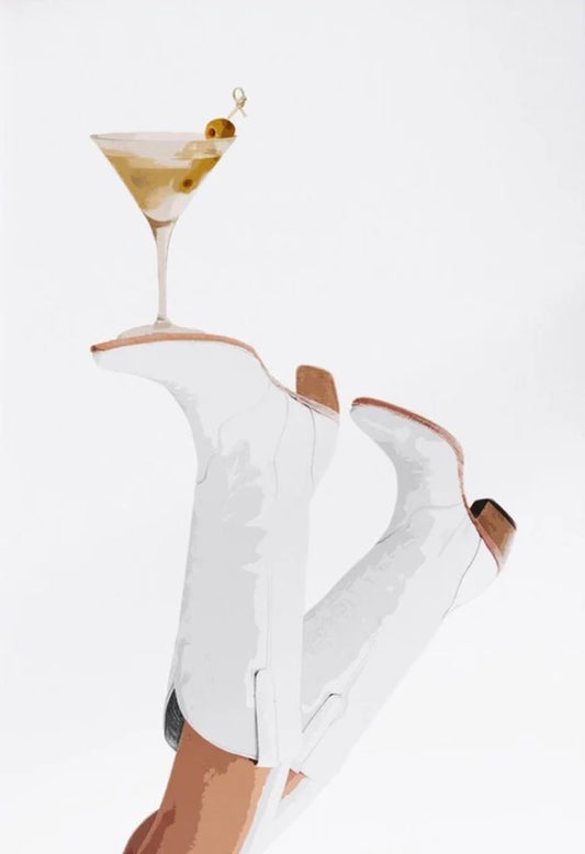 White boot martini Rhinestone Canvas Art Kit