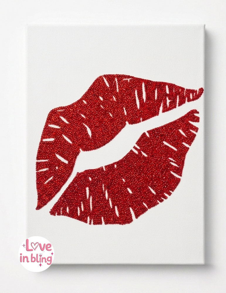 XOXO Red Lips Rhinestone Canvas Art Kit