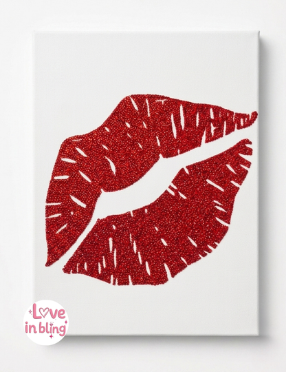 XOXO Red Lips Rhinestone Canvas Art Kit