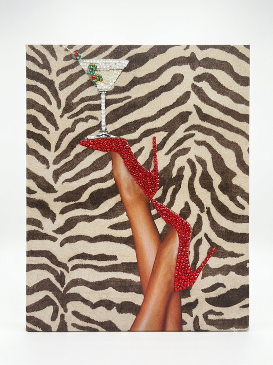 Zebra heel martini Rhinestone Canvas Art Kit