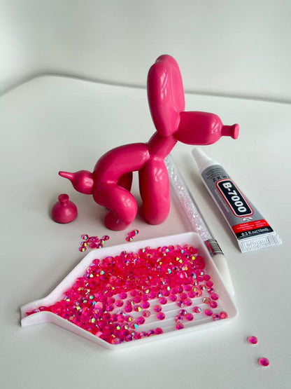 DIY Rhinestone Pooping Balloon Dog Craft Kit Decor Figurine