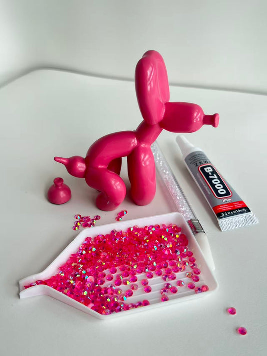 DIY Rhinestone Pooping Balloon Dog Craft Kit Decor Figurine