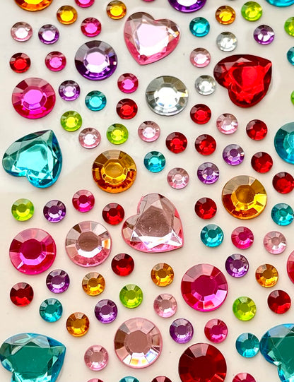 Multi-Shape Rhinestone & Gem Stickers Set for Face and Crafts (10 sheets)