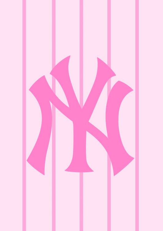 Pink Sports Striped NY Canvas Rhinestone Canvas Art Kit