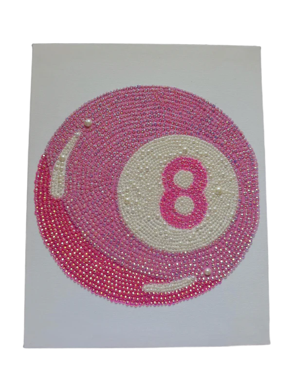 Mini 8 Ball Rhinestone Canvas Art Kit Set （8 ball*4, 6x8"）