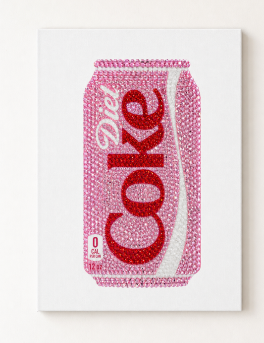 Kit de arte en lienzo de Coca-Cola Light rosa con diamantes de imitación