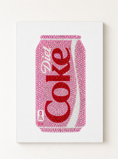Kit de arte en lienzo de Coca-Cola Light rosa con diamantes de imitación